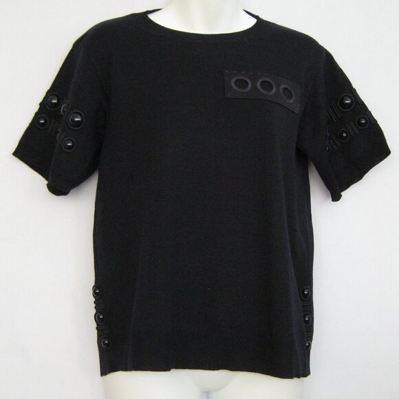 Marc Jacobs XS Cabochon Knitted Sweater Embroidery Italy Wool Silk Short Sleeve - Picture 1 of 5